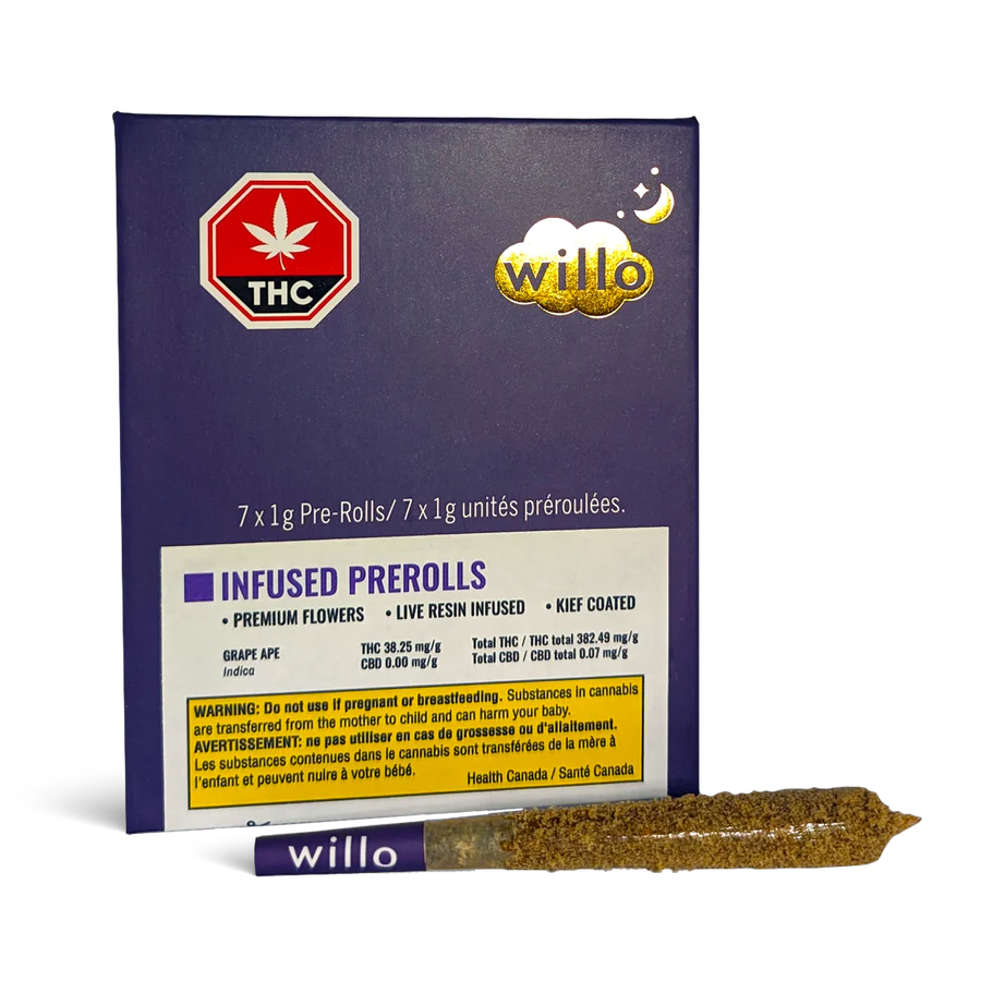 WILLO NIGHT INFUSED JOINTS | GRAPE APE - INDICA